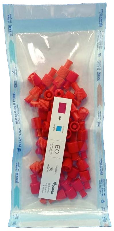 Kit de 50 tapas de obturación rojas estériles en bolsa bilaminada