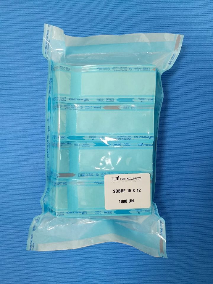 Paquete sellado de sobres de esterilización Paraclinics 15 × 12 cm