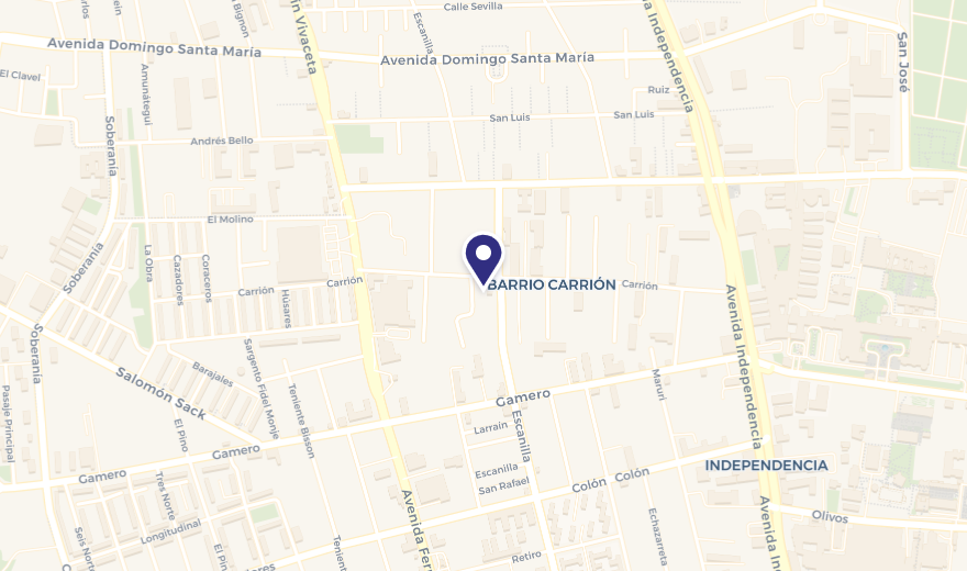 Mapa con la ubicación de Paraclinics: Carrión 1398, Independencia